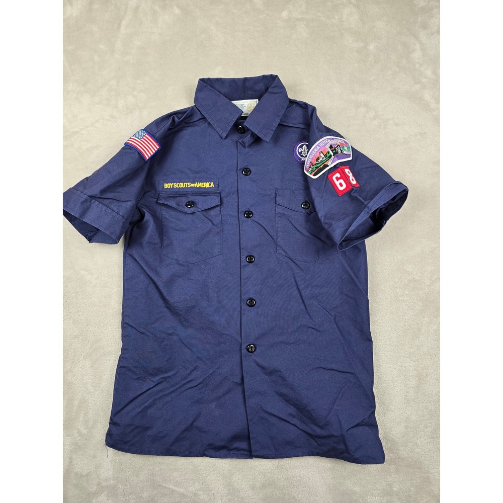Boy Scouts of America Shirt Kids Youth Large Blue Short Sleeve Patches Gorpcore